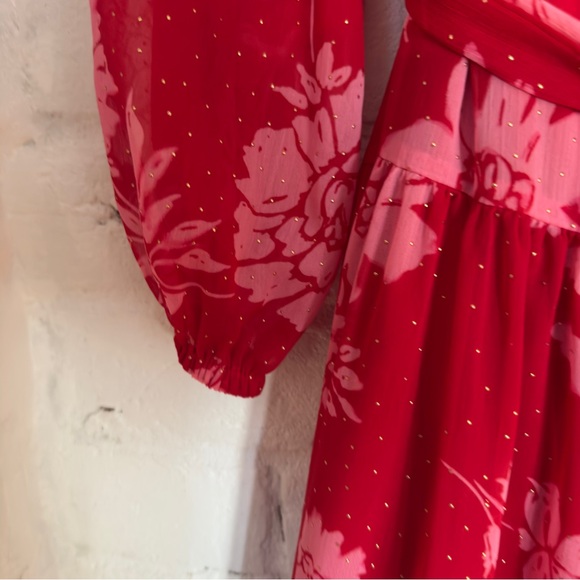 INC International Concepts Red Floral Belted Maxi Dress - Size M - Picture 5 of 6